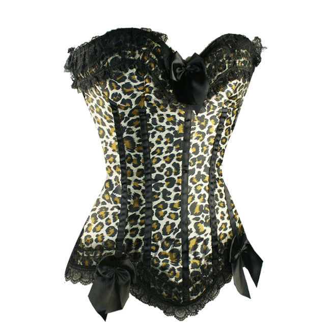 Classic Leopard lace-up boned corset